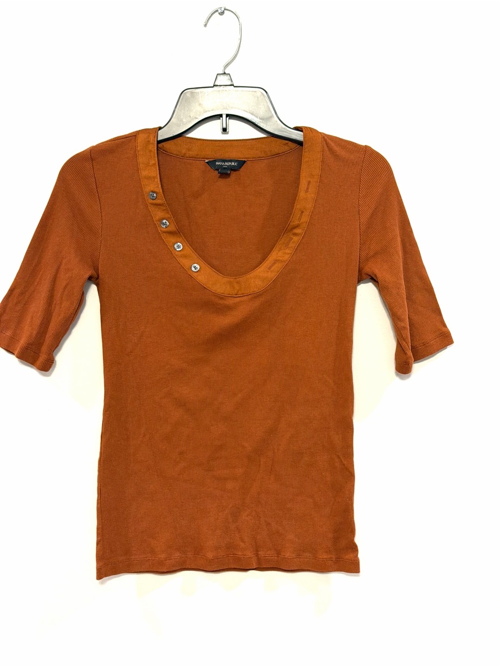 Women’s Fall Banana Republic XS Rust Orange Short Sleeve Henley Top